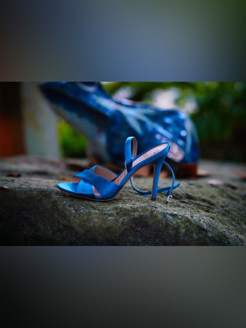 Sam Edelman Blue Satin Strappy Stiletto Sandals - Size 8 - Picture 7 of 10